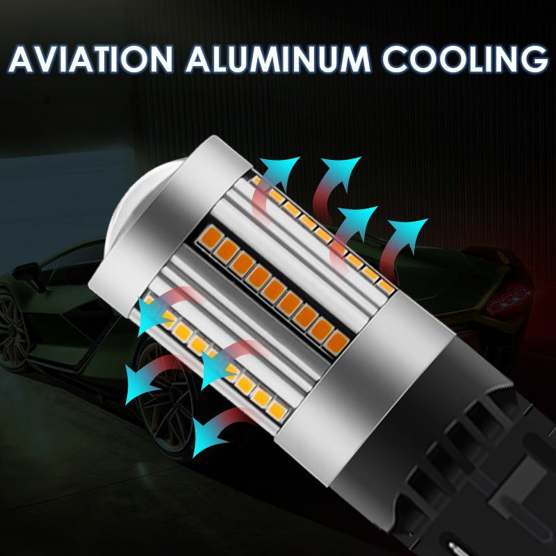 Set knipperlicht LED BA15S 1156 12V - 24V Oranje - Autolichtbeeld