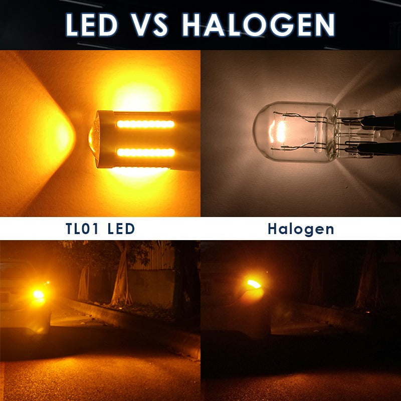Set knipperlicht LED BAU15S 12V - 24V Oranje - Autolichtbeeld